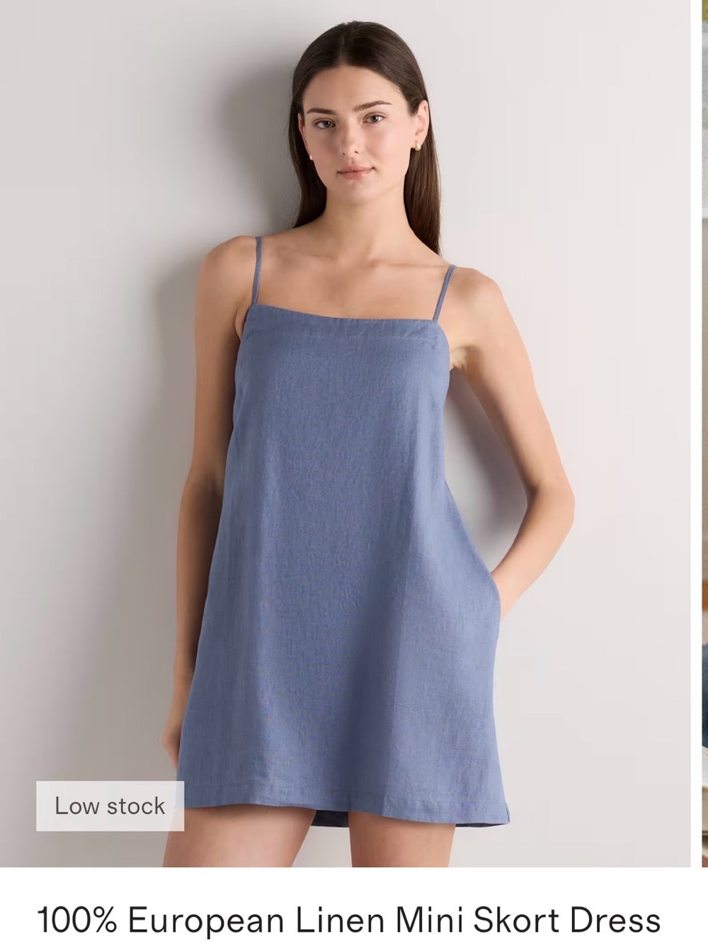 Quince European Linen Mini Skort Dress - Dusty Blue